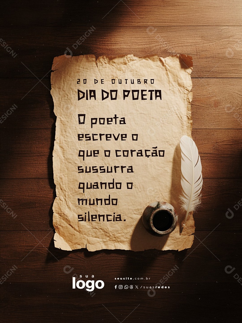 Dia do Poeta 20 de Outubro O Poeta Escre Social Media PSD Editável