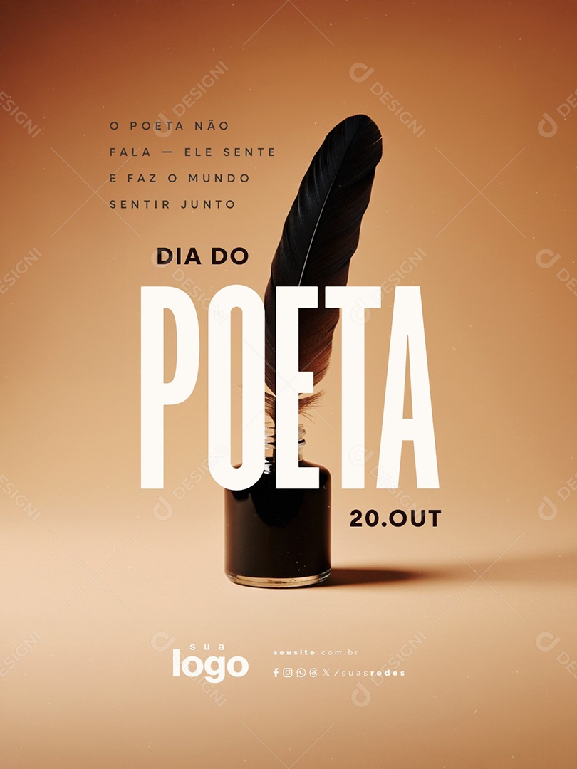 Dia do Poeta 20 de Outubro O Poeta Não Fala Social Media PSD Editável