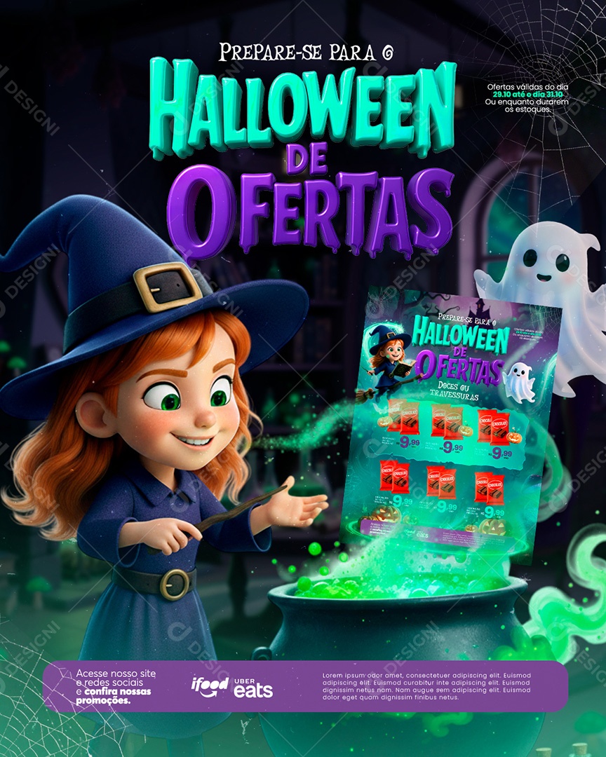 Halloween de Ofertas Social Media PSD Editável