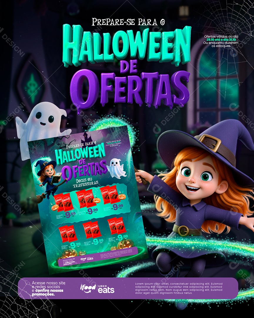 Halloween de Ofertas Social Media PSD Editável