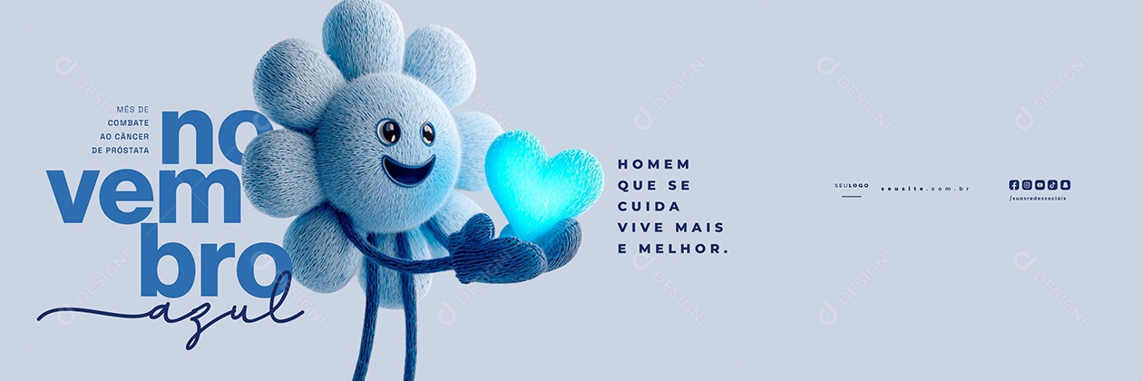 Novembro Azul Homem Forte é Aquele Social Media PSD Editável