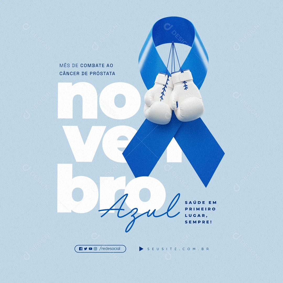 Novembro Azul Saúde em Primeiro Lugar Sempre Social Media PSD Editável