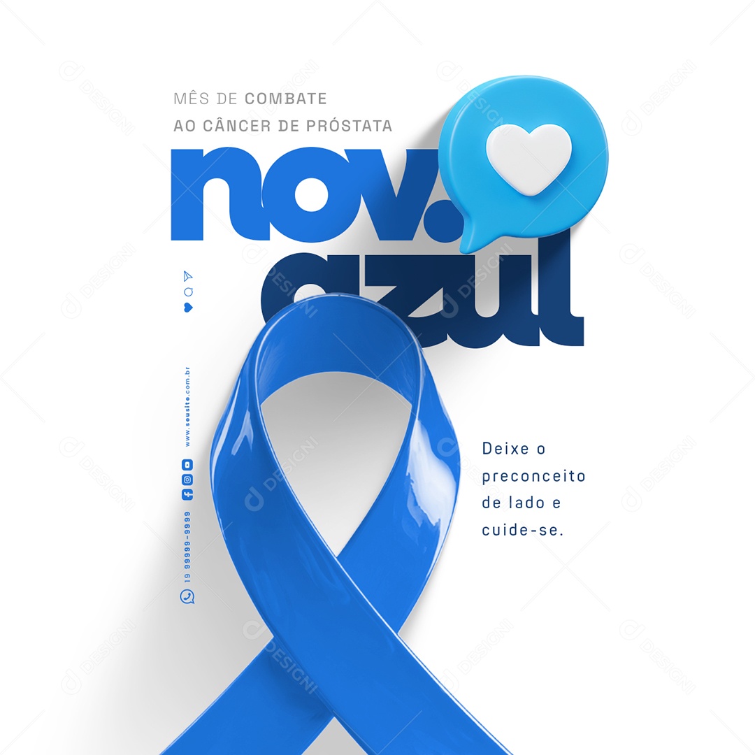 Novembro Azul Mês de Combate ao Câncer de Próstata Social Media PSD Editável