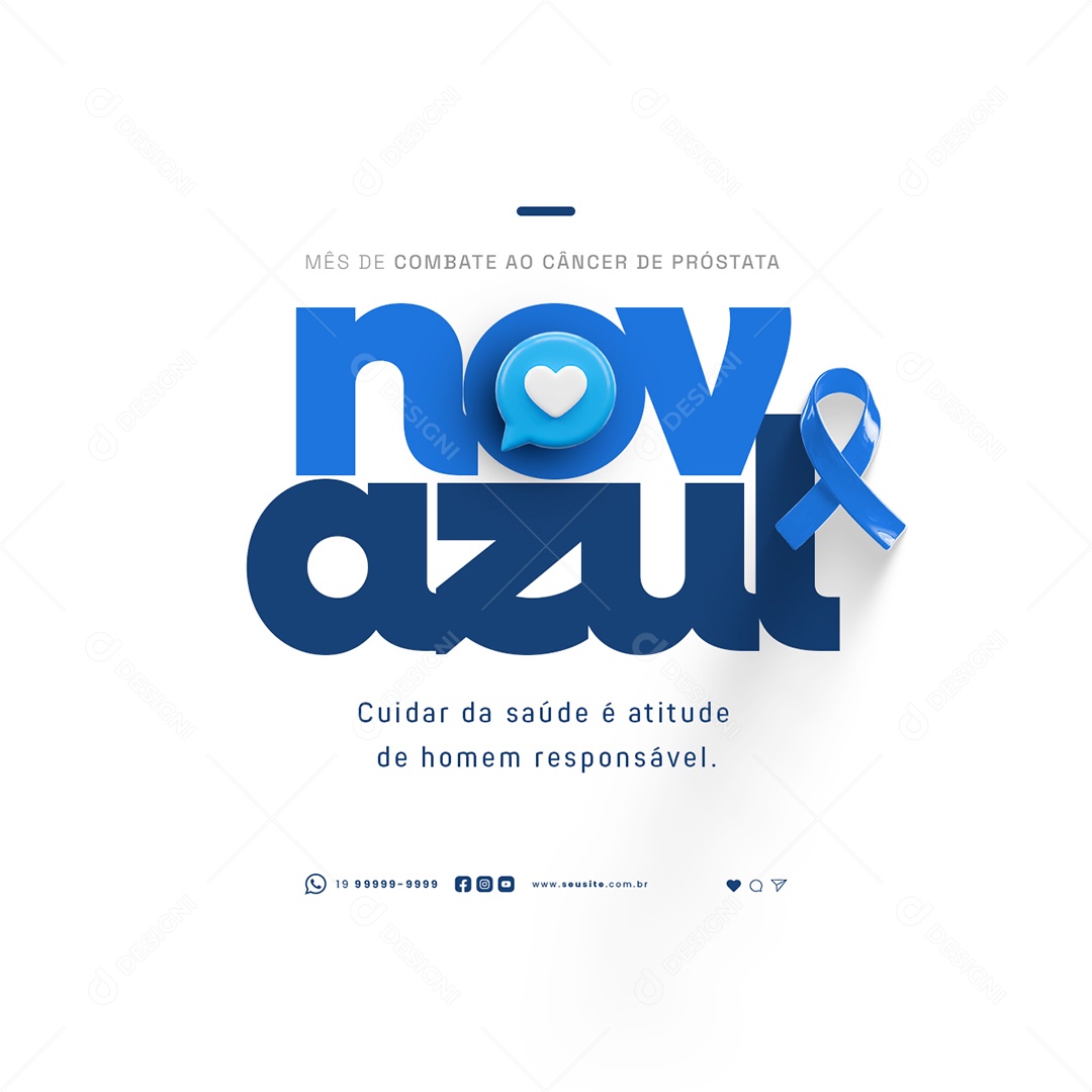 Novembro Azul Mês de Combate ao Câncer de Próstata Social Media PSD Editável