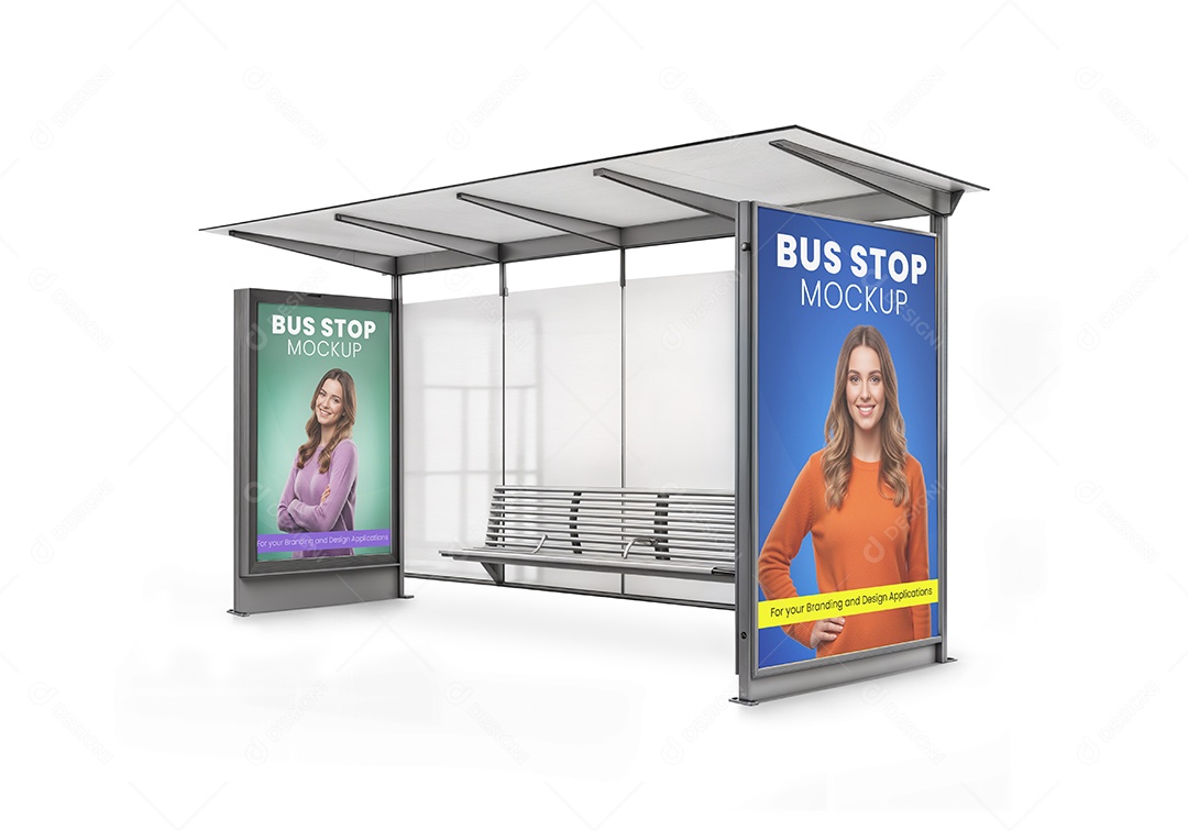 Ponto de Ônibus Com Anúncio PSD Editável Mockup