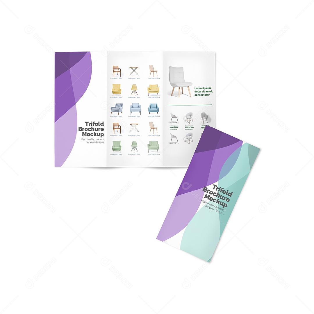 Folheto de Três Dobras Mockup PSD Editável