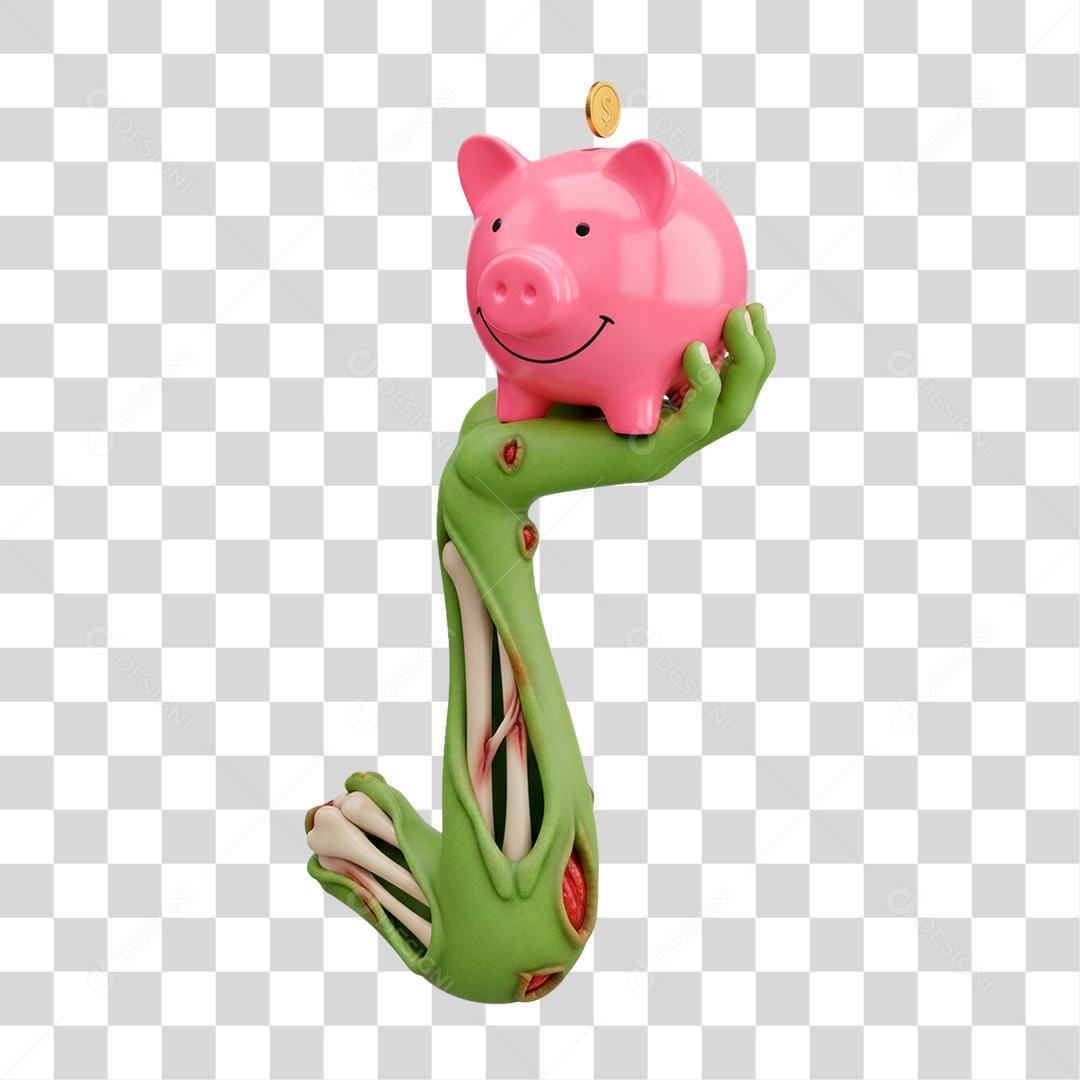 Mão de Halloween Segurando Cofre PNG Transparente