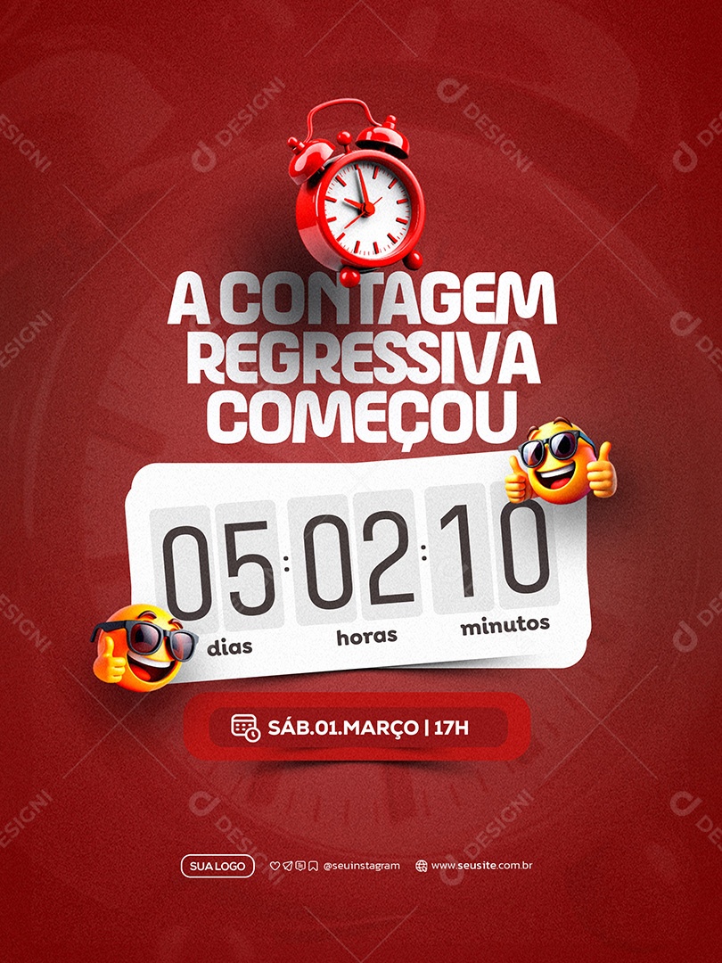 Supermercado Contagem Regressiva Social Media PSD Editável