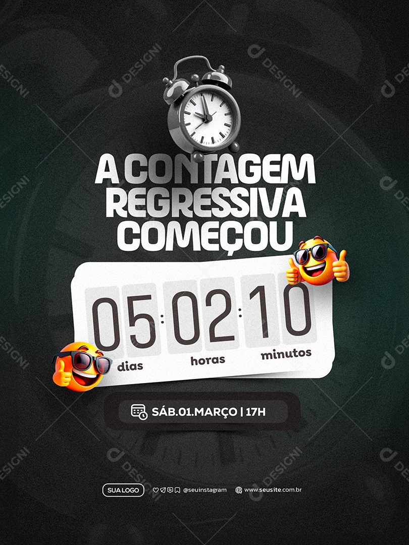 Supermercado Contagem Regressiva Social Media PSD Editável