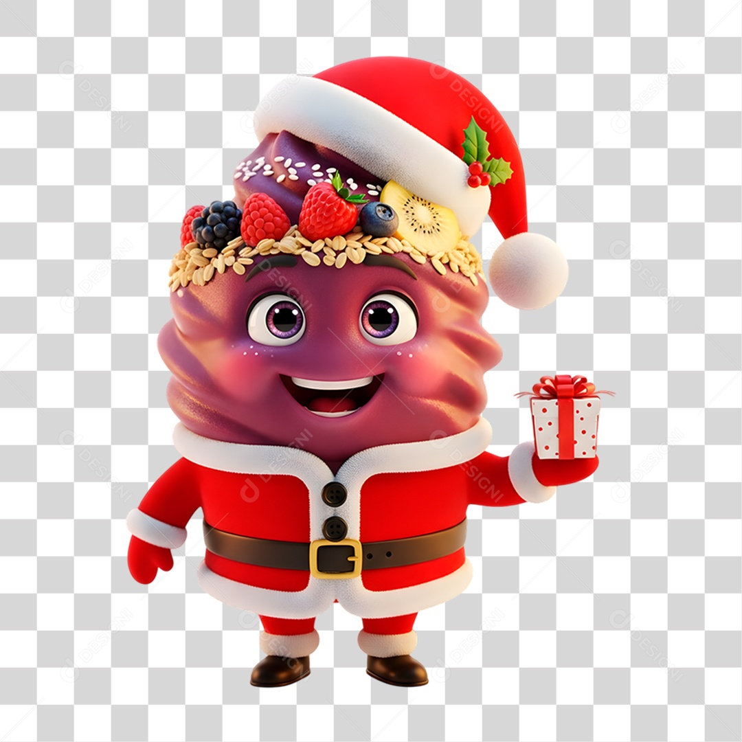 Mascote 3D Copo de Açaí PNG Transparente