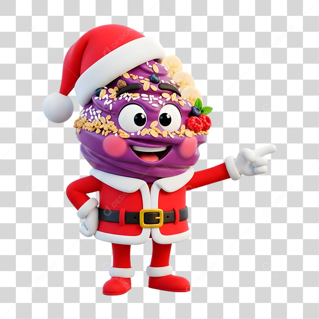 Mascote 3D Copo de Açaí PNG Transparente