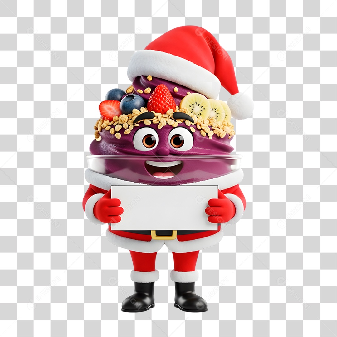 Mascote 3D Copo de Açaí PNG Transparente