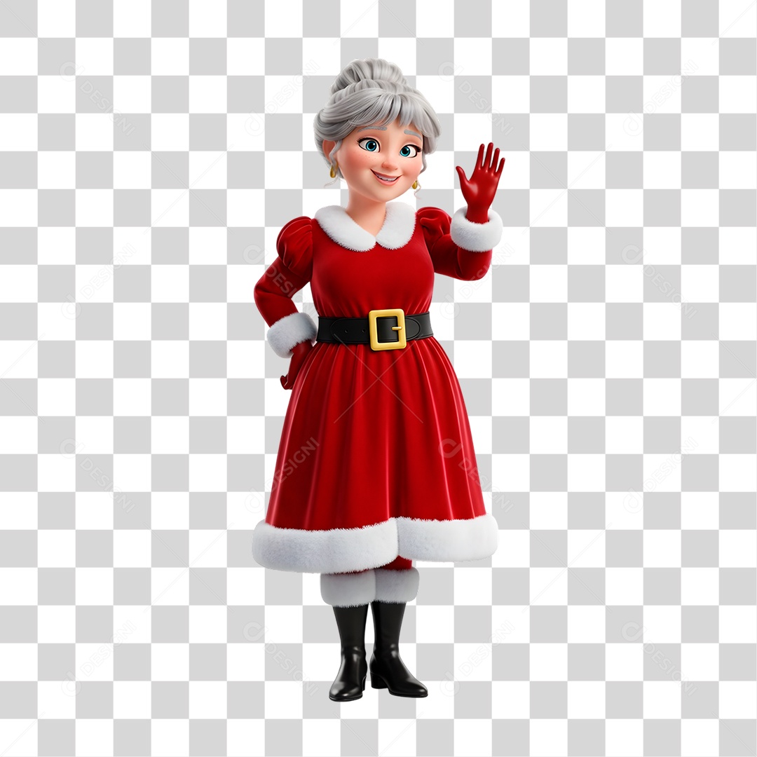 Personagem 3D Mamãe Noel PNG Transparente