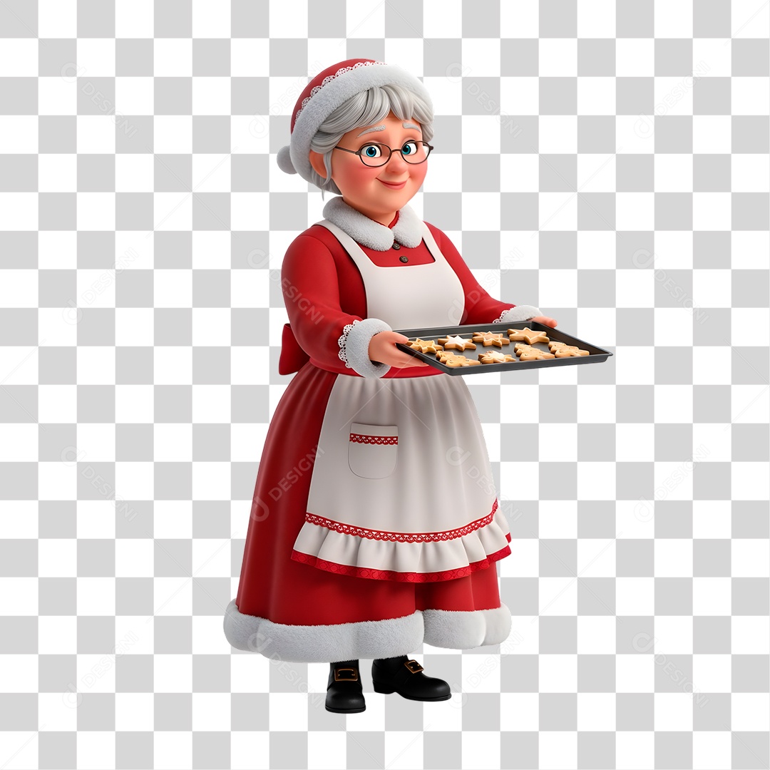 Personagem 3D Mamãe Noel PNG Transparente