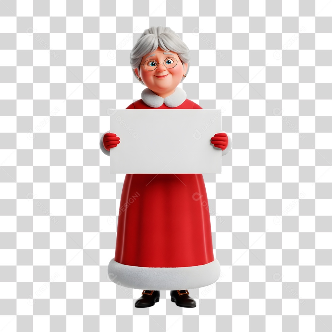 Personagem 3D Mamãe Noel PNG Transparente