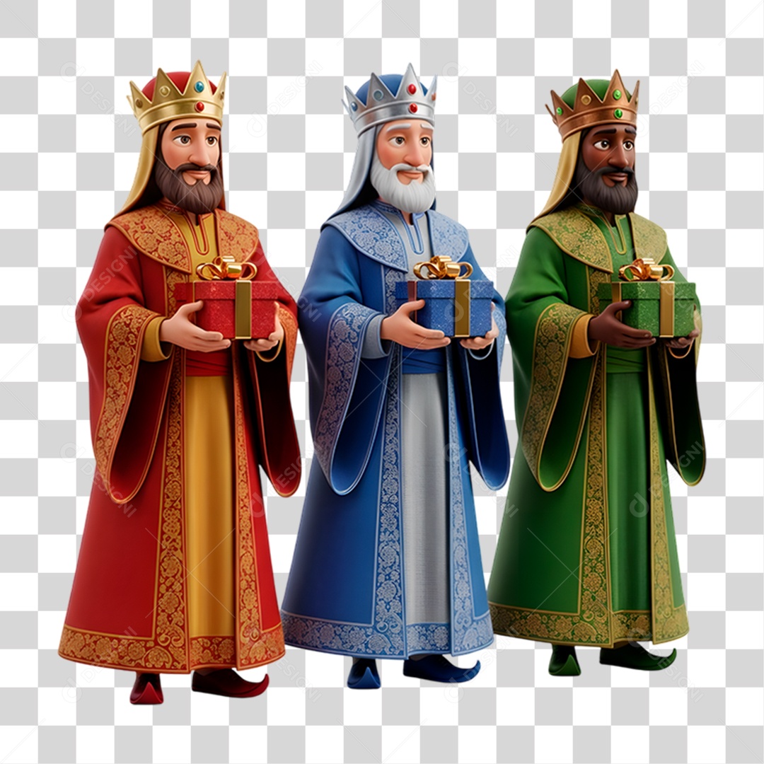 Personagem 3D Magos Segurando Presentes PNG Transparente