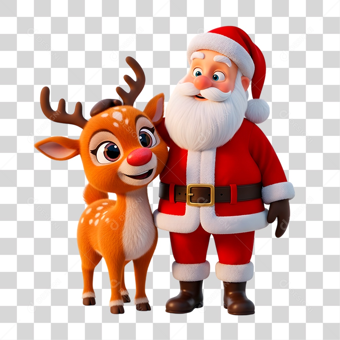 Personagem 3D Papai Noel PNG Transparente