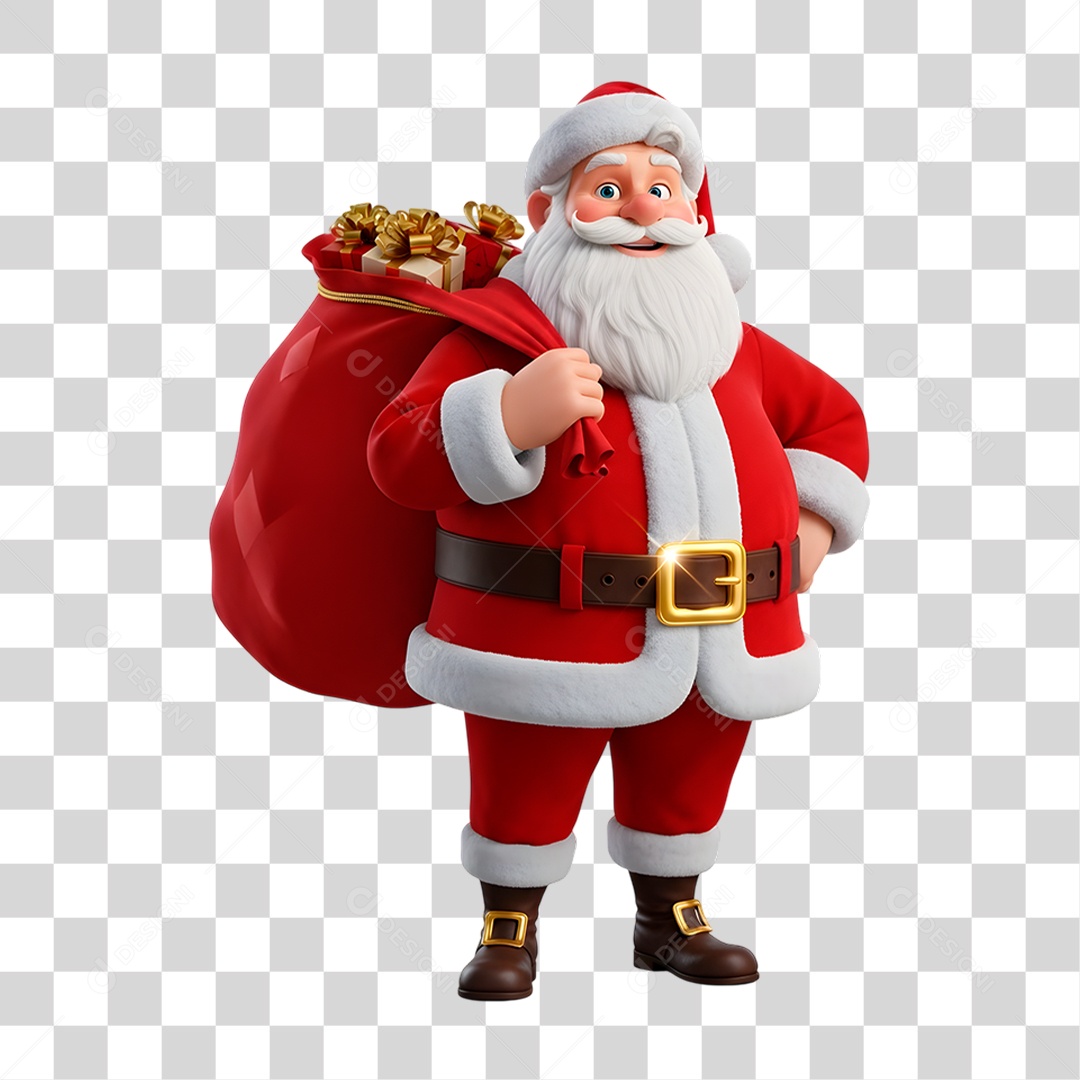 Personagem 3D Papai Noel PNG Transparente