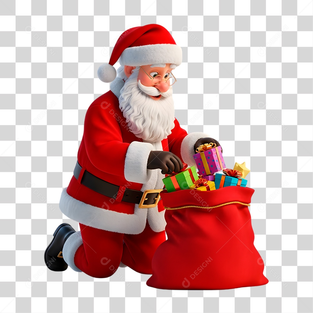 Personagem 3D Papai Noel PNG Transparente