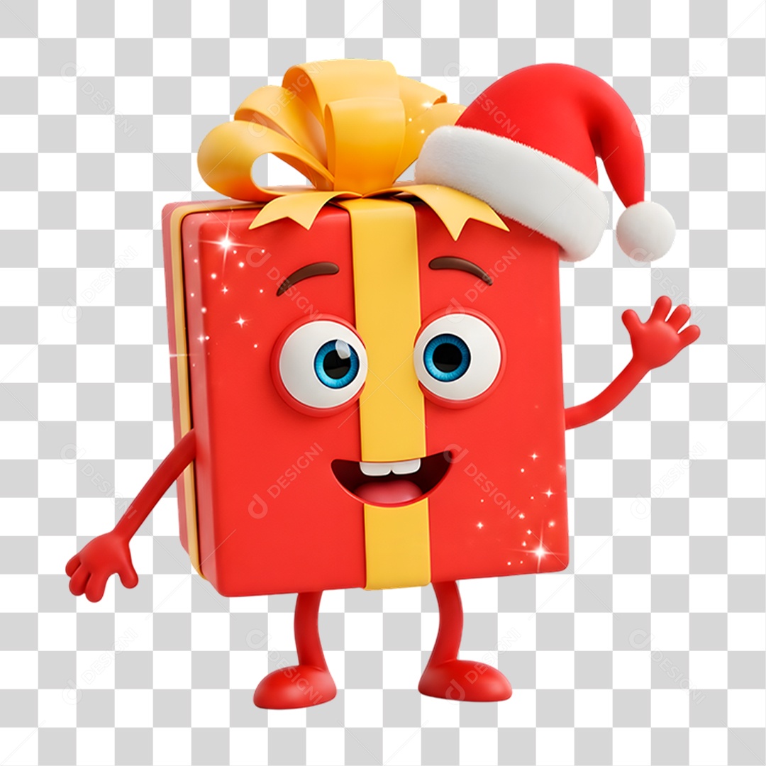 Mascote 3D Caixa de Presente PNG Transparente