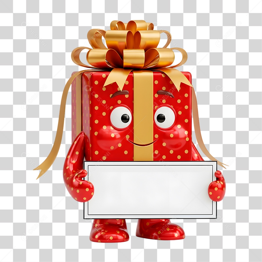 Mascote 3D Caixa de Presente PNG Transparente