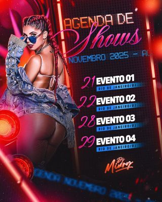 Flyer Agenda de Shows Novembro 2025 Divulgação Festiva PSD Editável