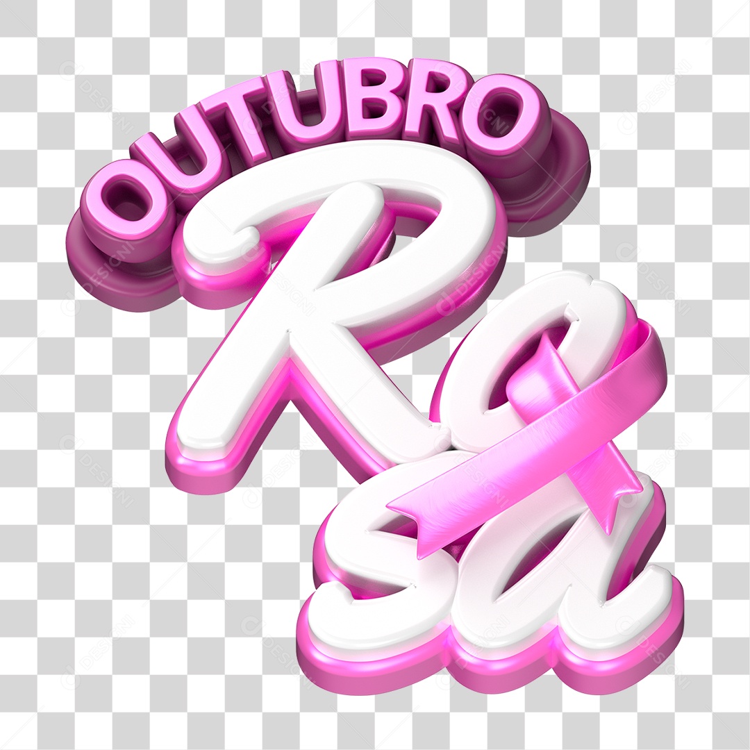 Selo 3D Outubro Rosa PNG Transparente