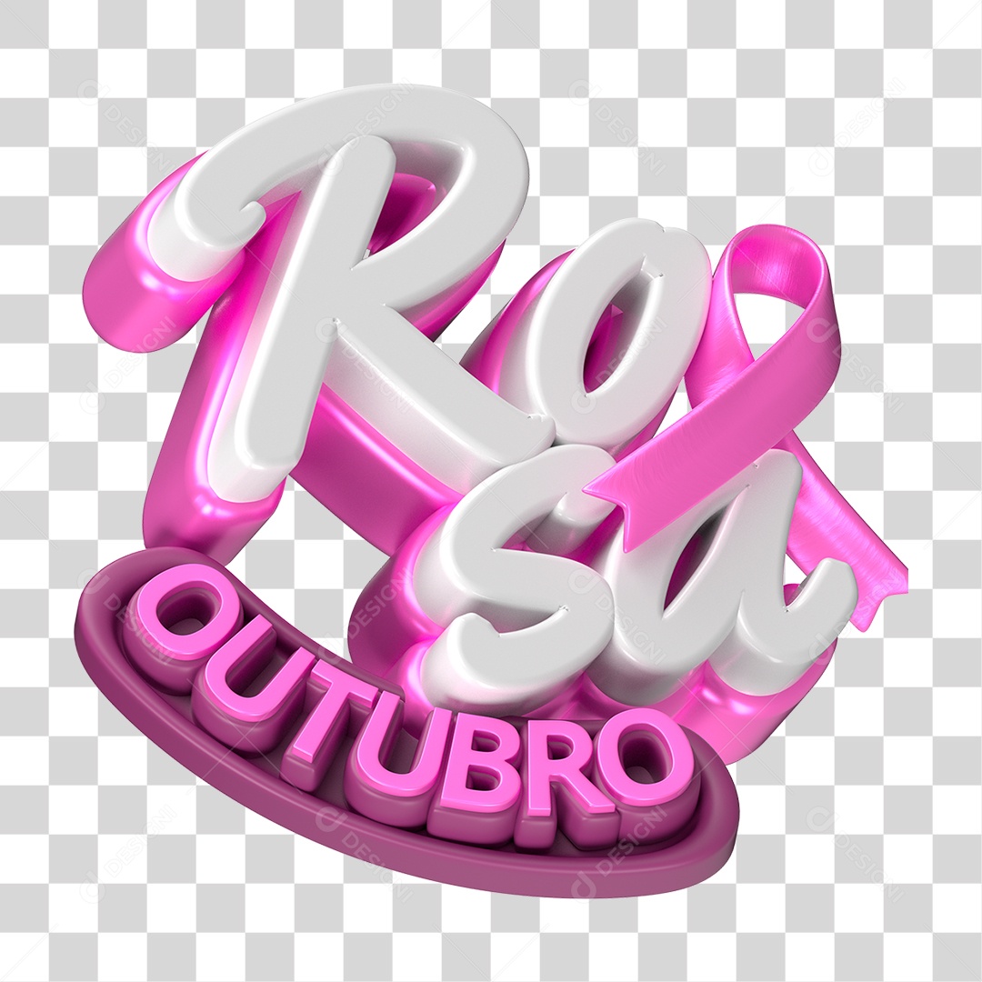 Selo 3D Outubro Rosa PNG Transparente