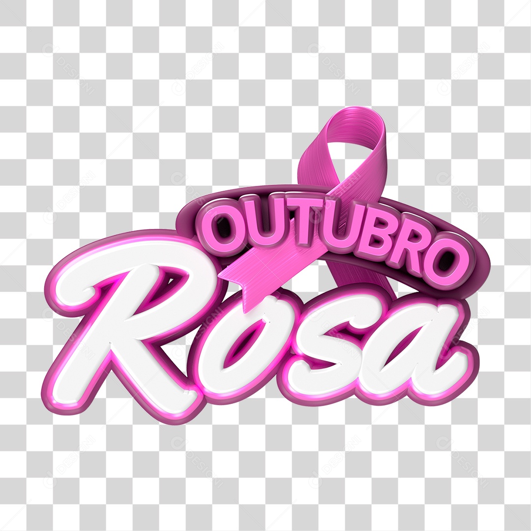 Selo 3D Outubro Rosa PNG Transparente