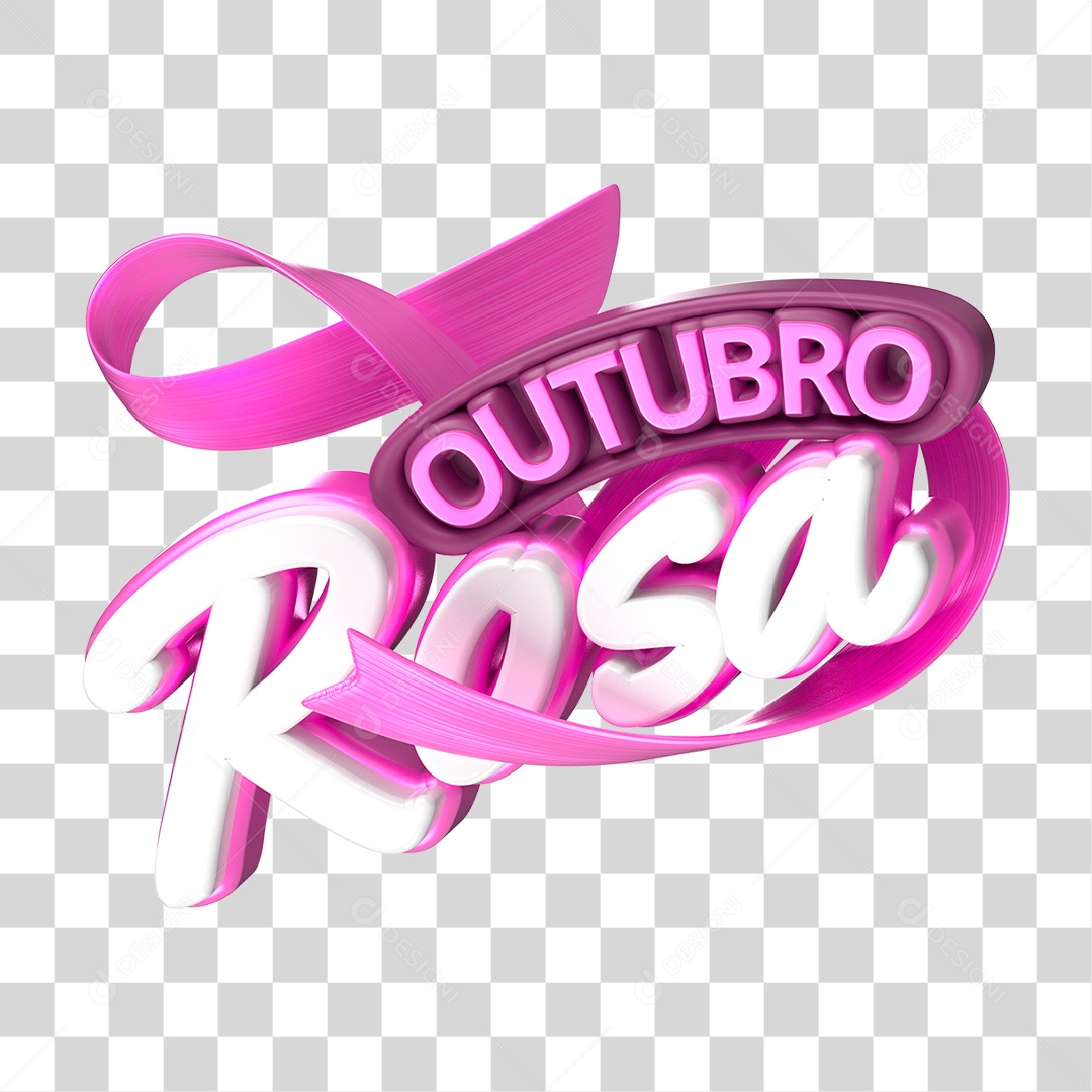 Selo 3D Outubro Rosa PNG Transparente