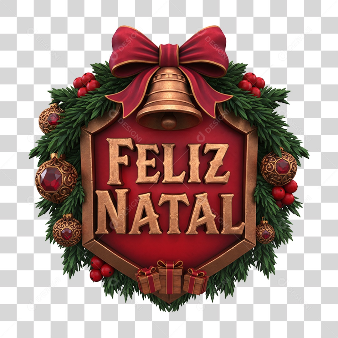 Selo 3D Feliz Natal PNG Transparente
