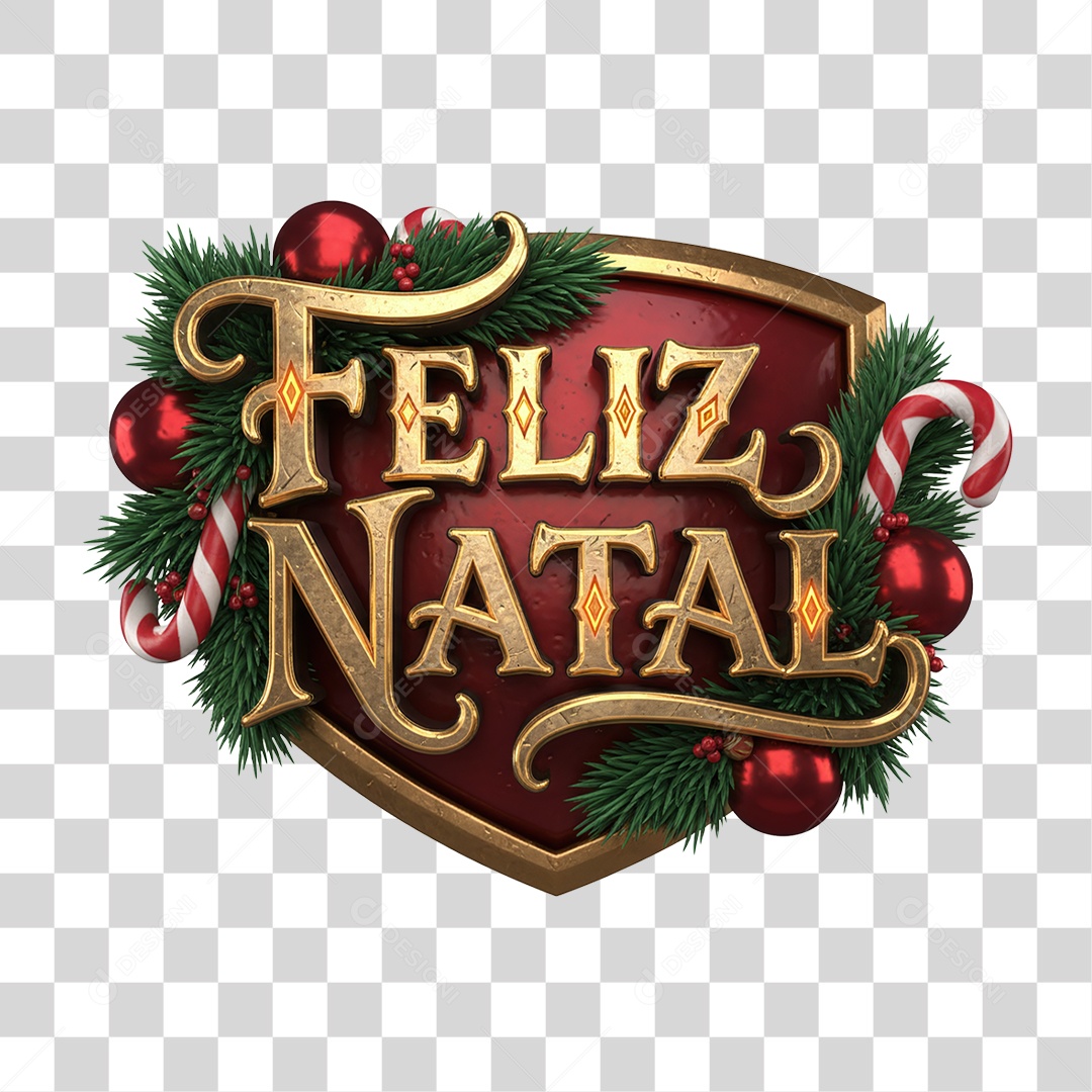 Selo 3D Feliz Natal PNG Transparente