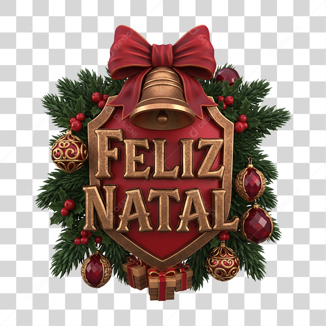 Selo 3D Feliz Natal PNG Transparente