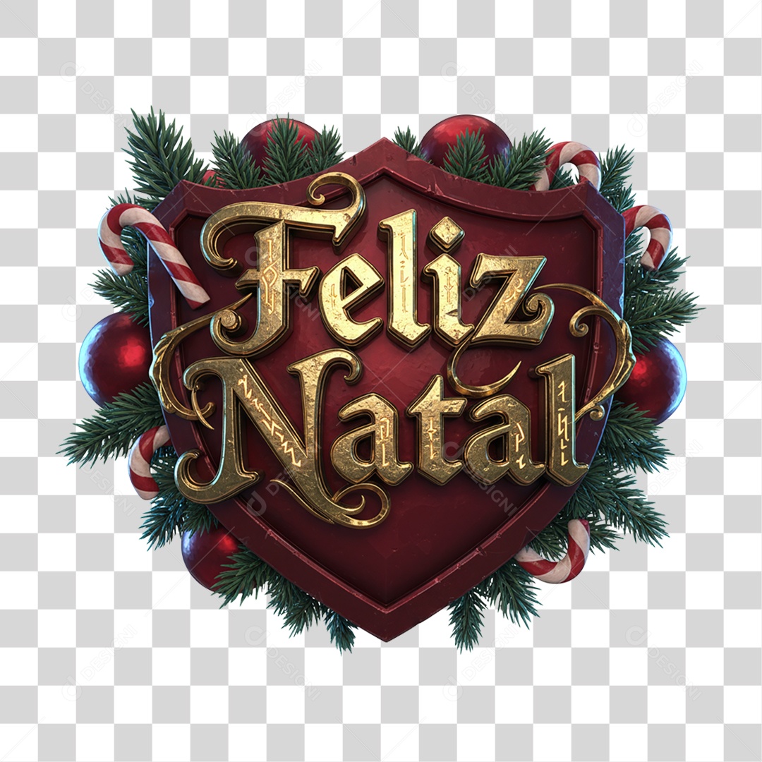 Selo 3D Feliz Natal PNG Transparente