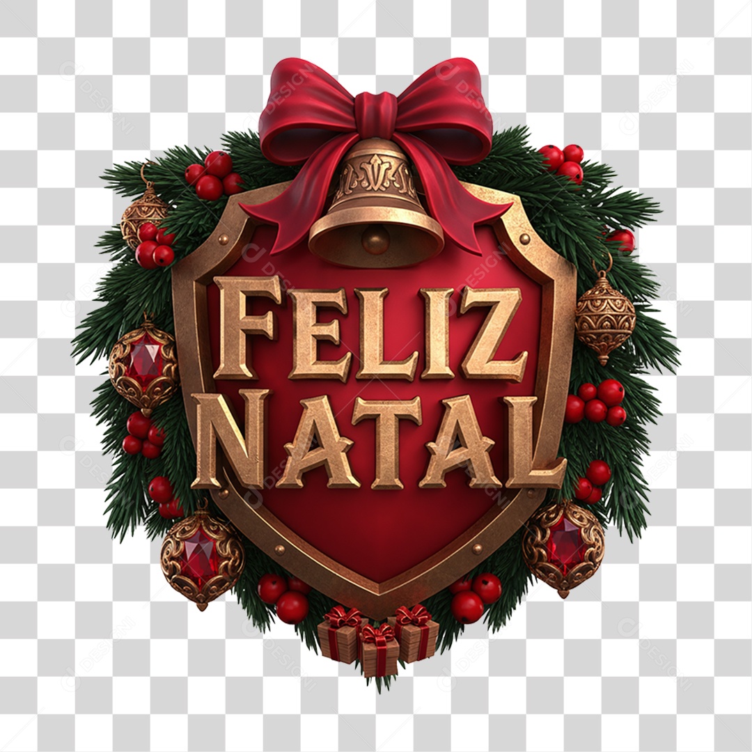 Selo 3D Feliz Natal PNG Transparente