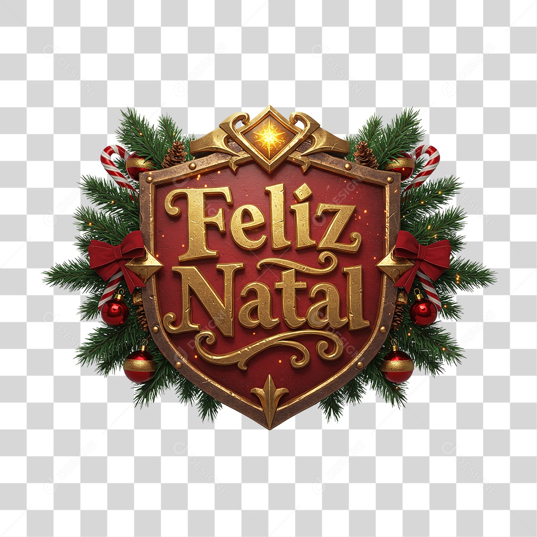 Selo 3D Feliz Natal PNG Transparente