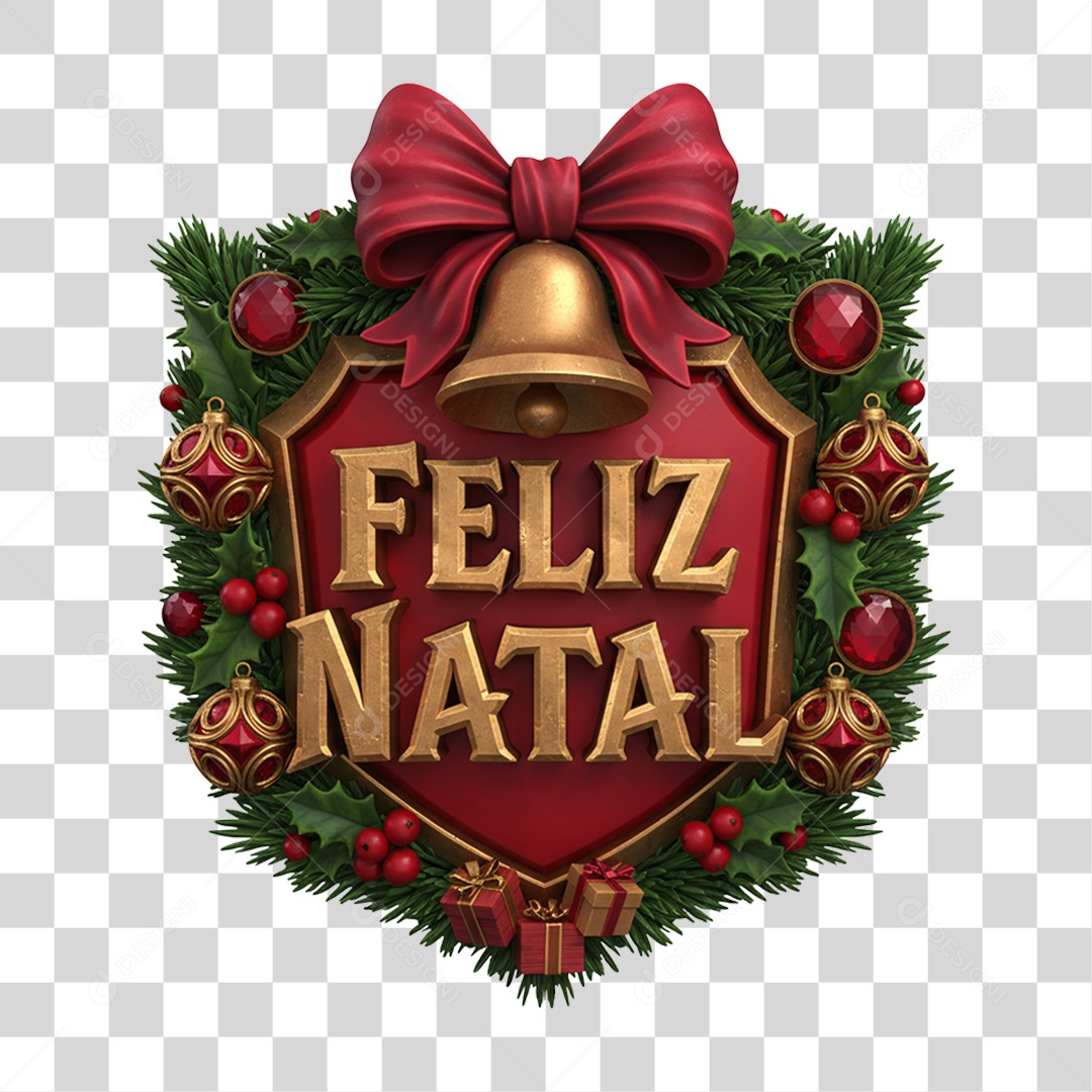 Selo 3D Feliz Natal PNG Transparente