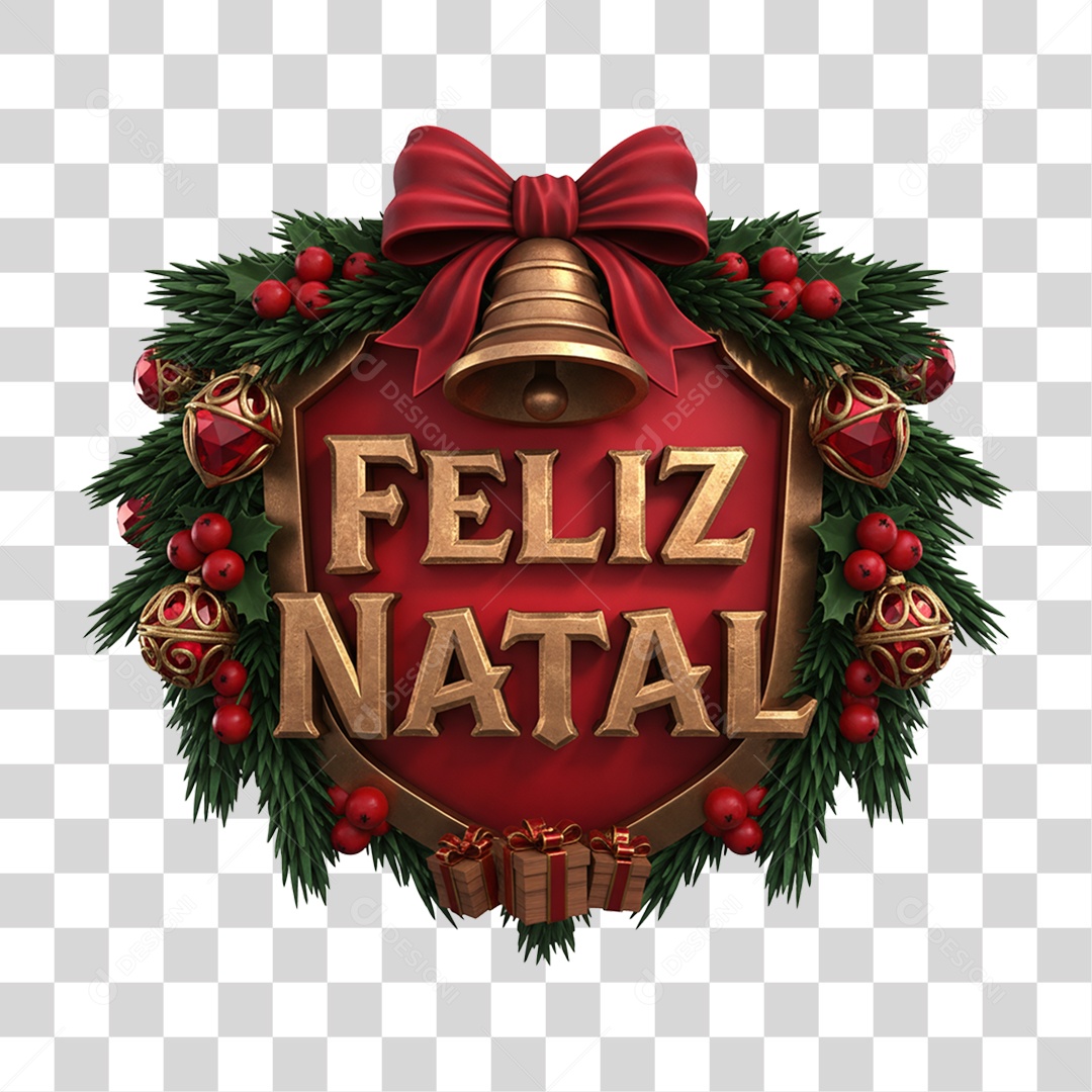Selo 3D Feliz Natal PNG Transparente