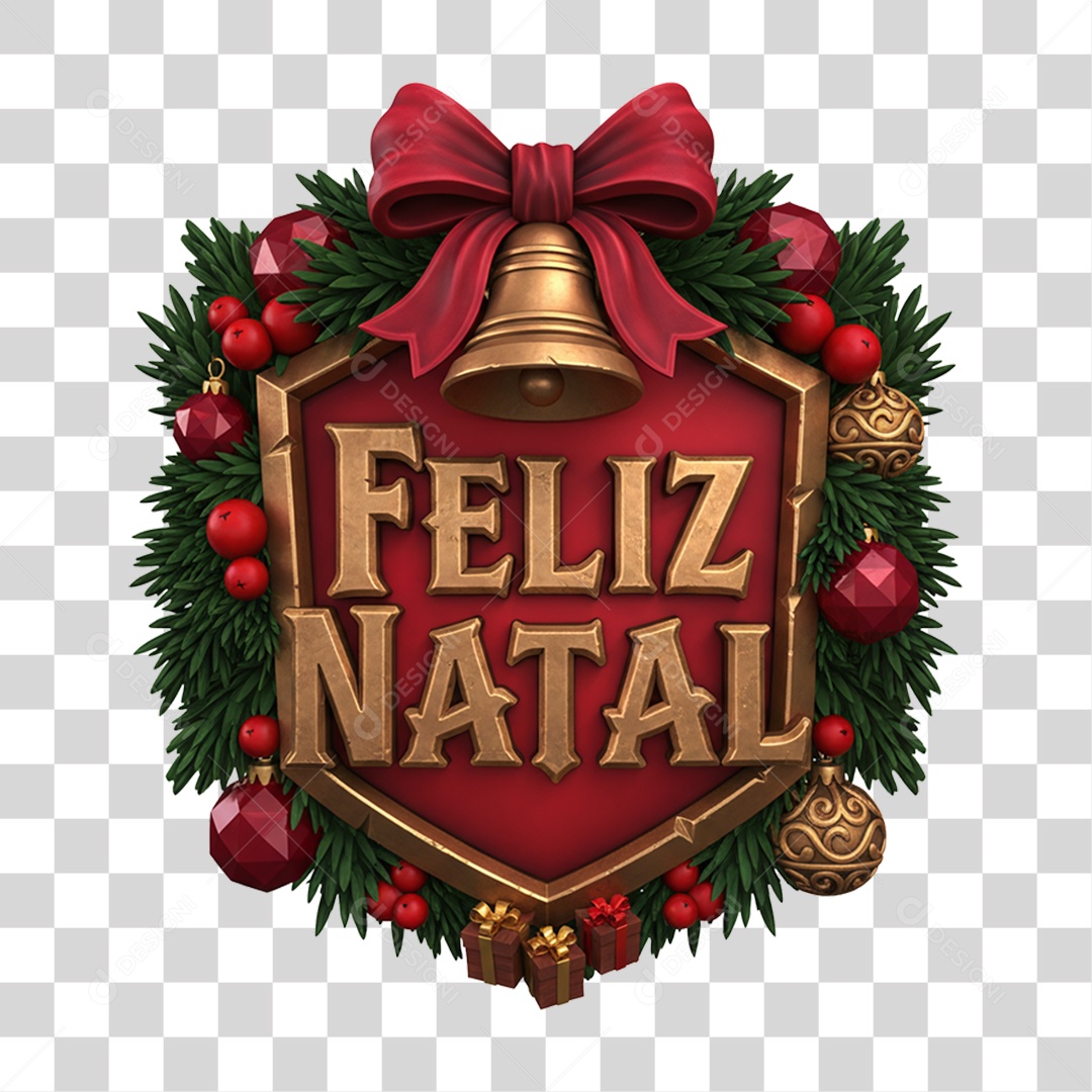 Selo 3D Feliz Natal PNG Transparente