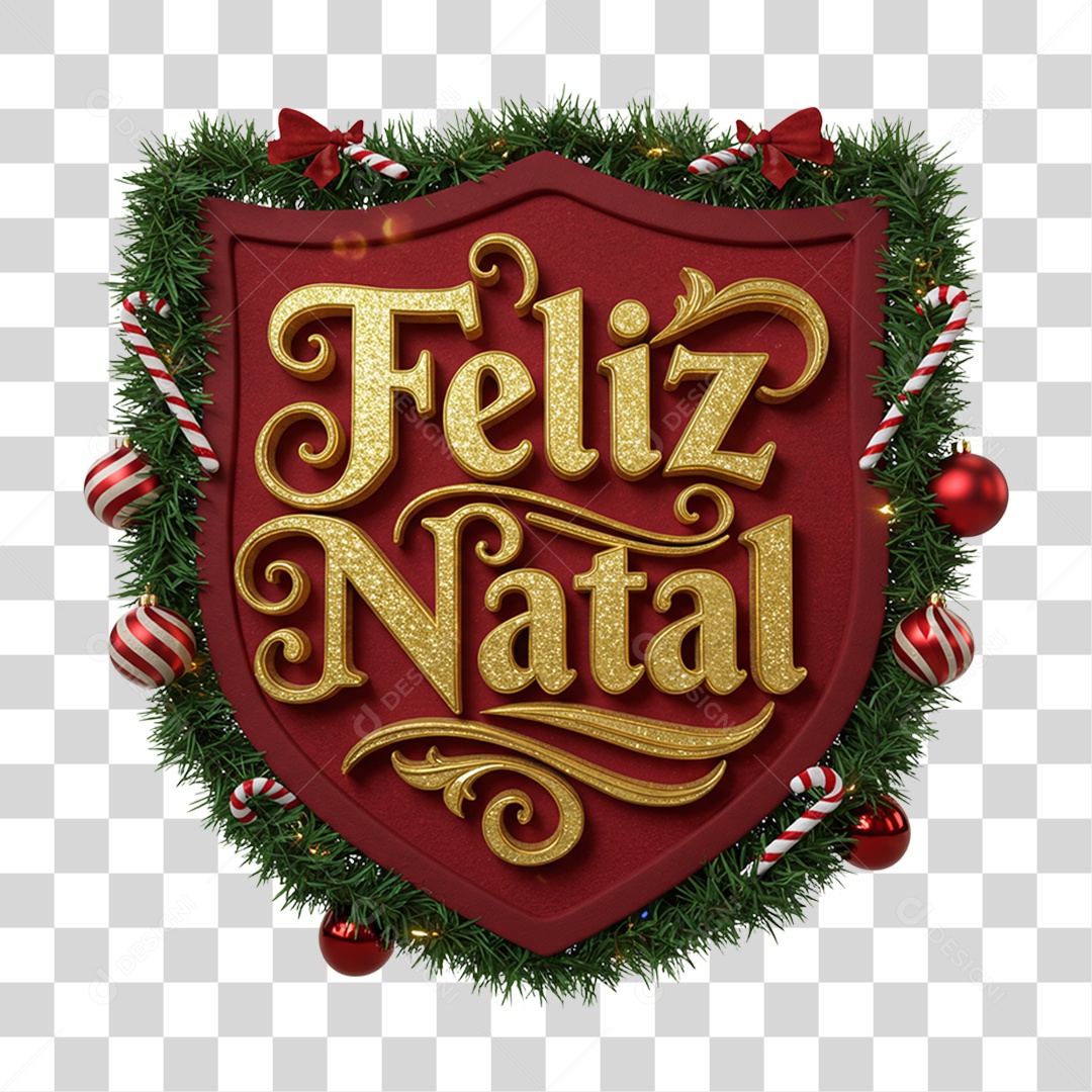 Selo 3D Feliz Natal PNG Transparente
