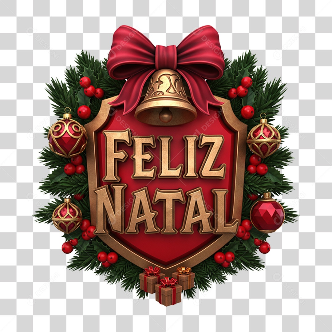 Selo 3D Feliz Natal PNG Transparente