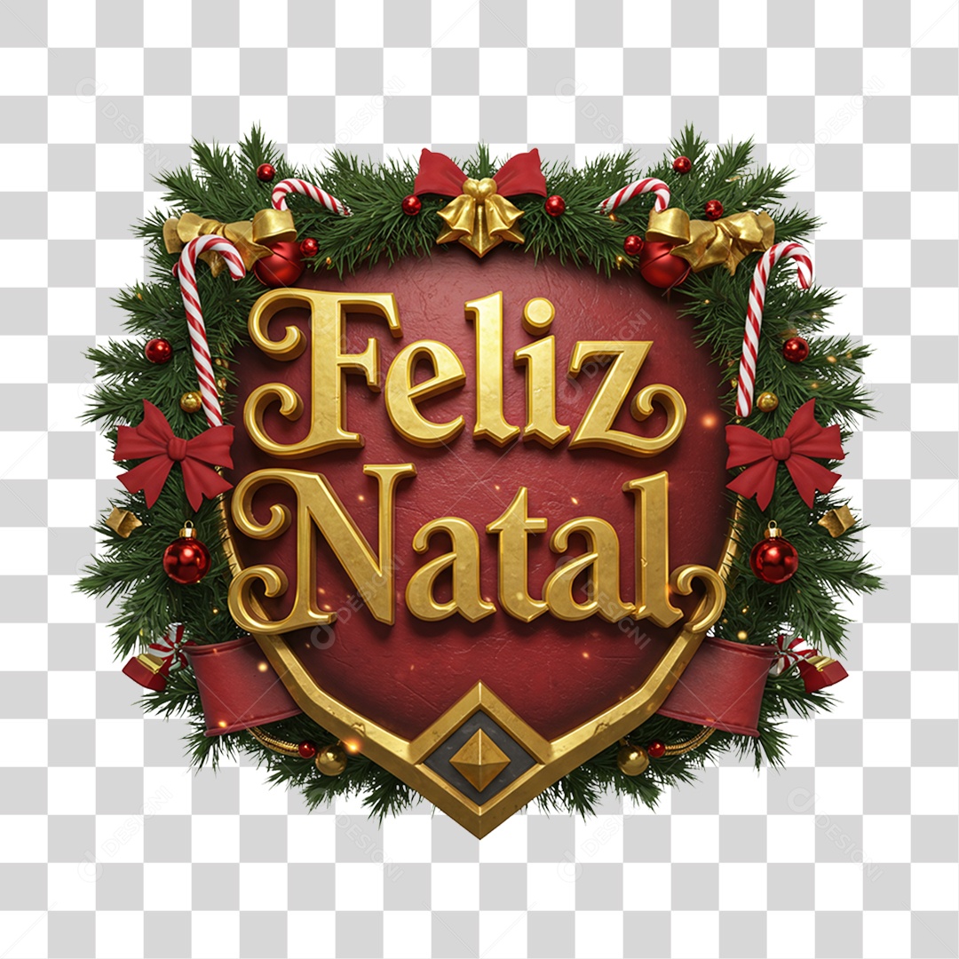 Selo 3D Feliz Natal PNG Transparente