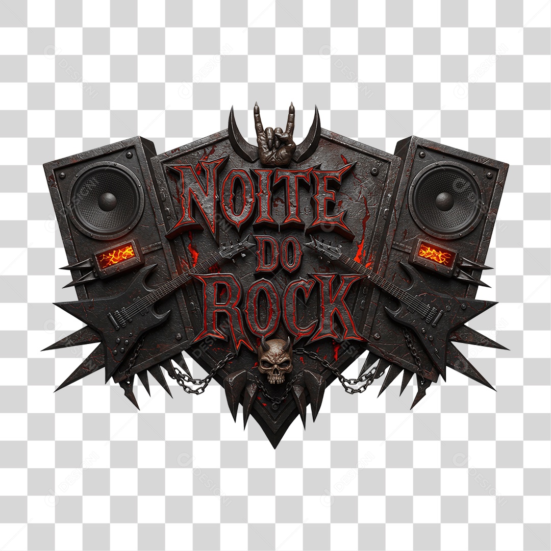 Selo 3D Noite do Rock PNG Transparente