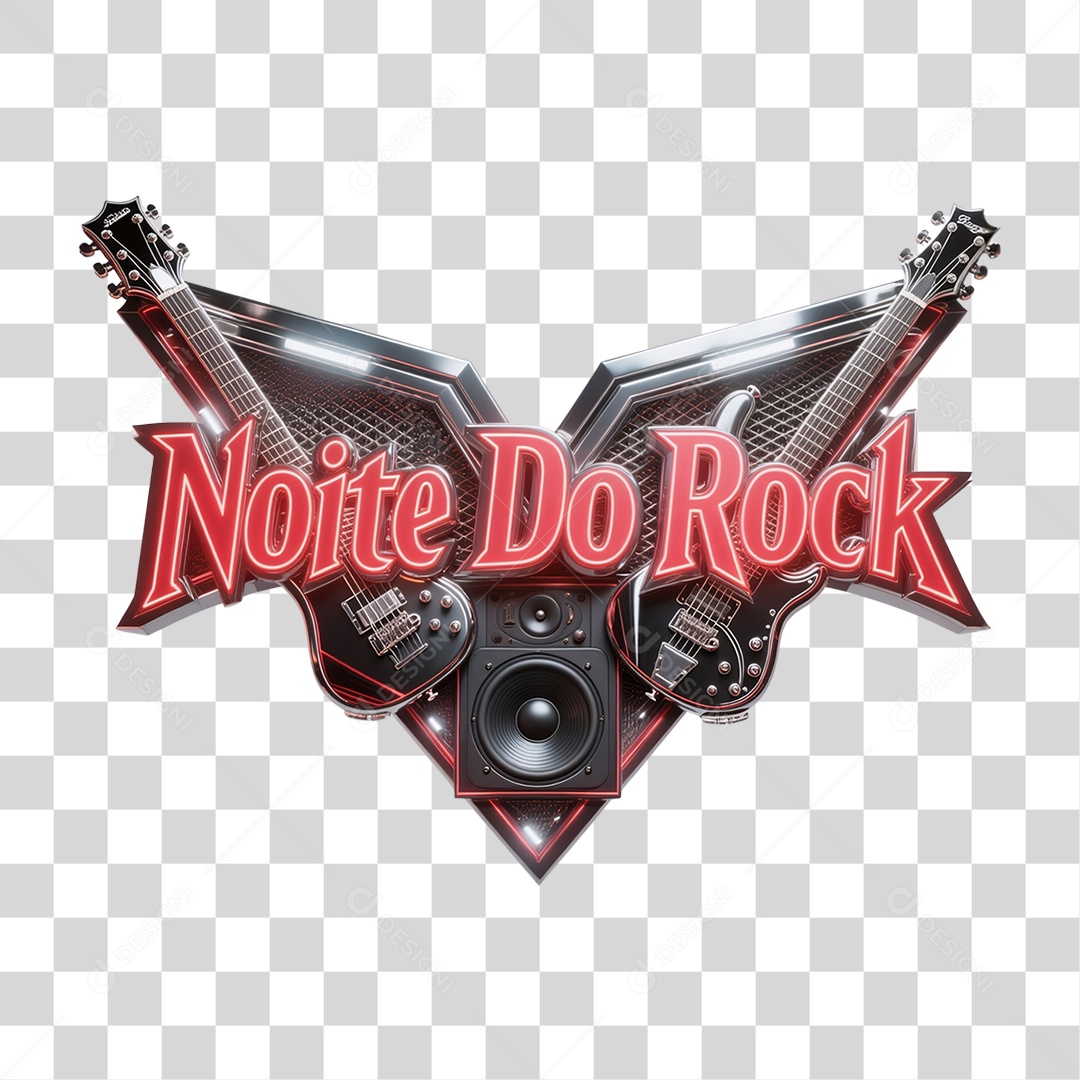 Selo 3D Noite do Rock PNG Transparente
