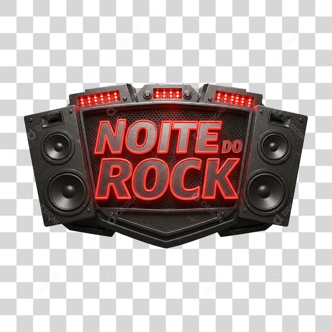 Selo 3D Noite do Rock PNG Transparente