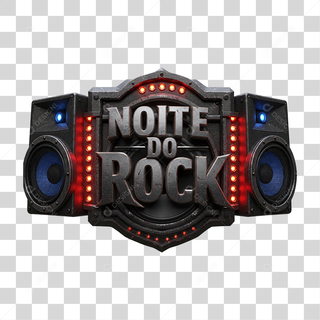 Selo 3D Noite do Rock PNG Transparente