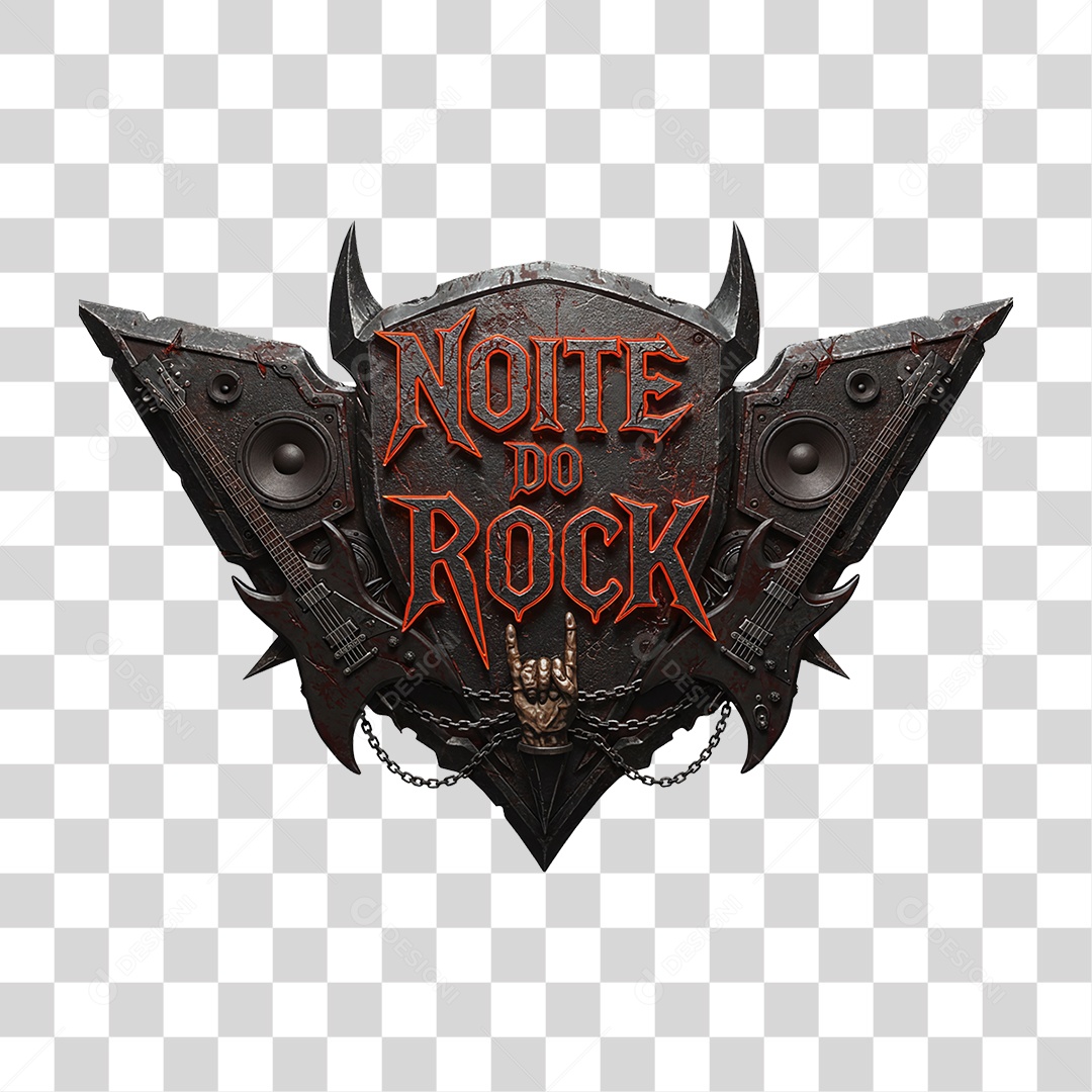 Selo 3D Noite do Rock PNG Transparente