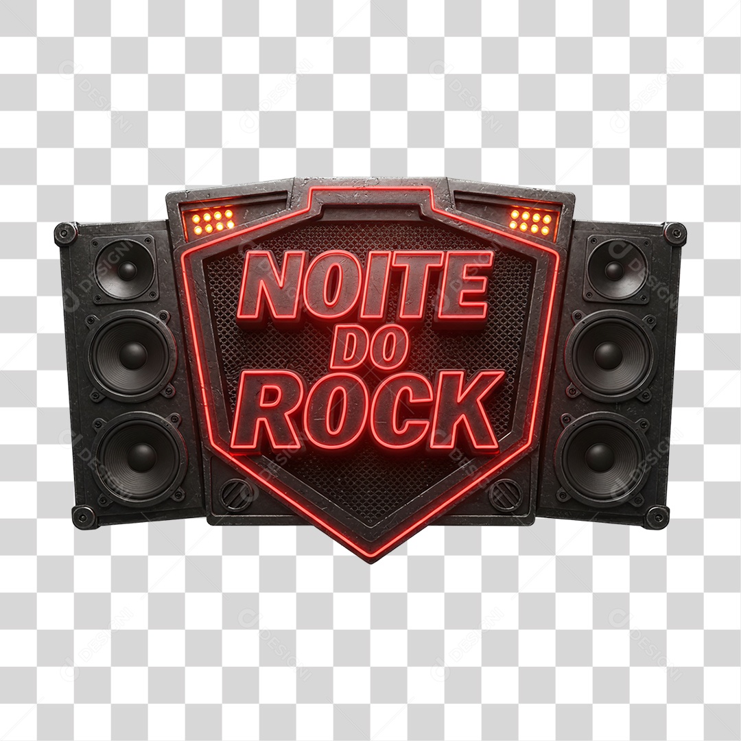 Selo 3D Noite do Rock PNG Transparente