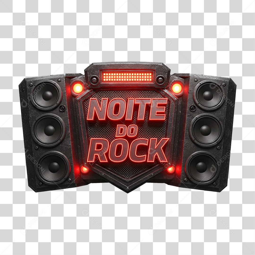 Selo 3D Noite do Rock PNG Transparente