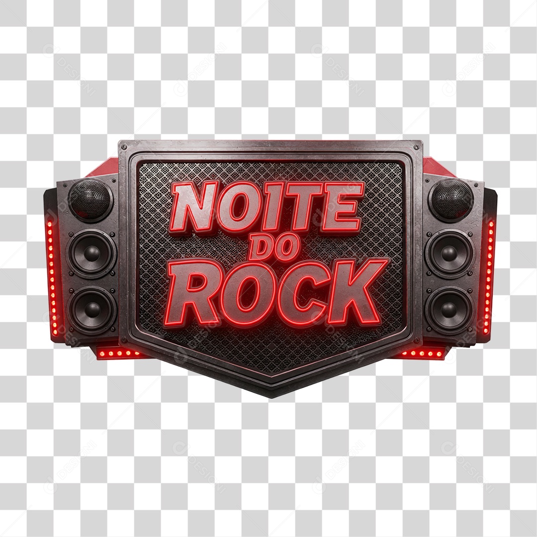 Selo 3D Noite do Rock PNG Transparente